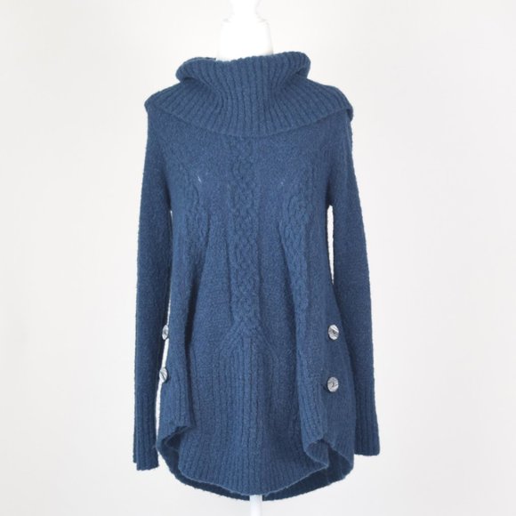 Angel Of The North, Anthropologie Sweaters - Anthropologie Angel Of The North Wool Teal/Blue Cable Knit Sweater Size Small S